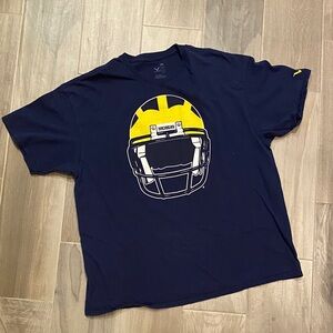 Michigan Wolverines Navy and Yellow Helmet Graphic Tee